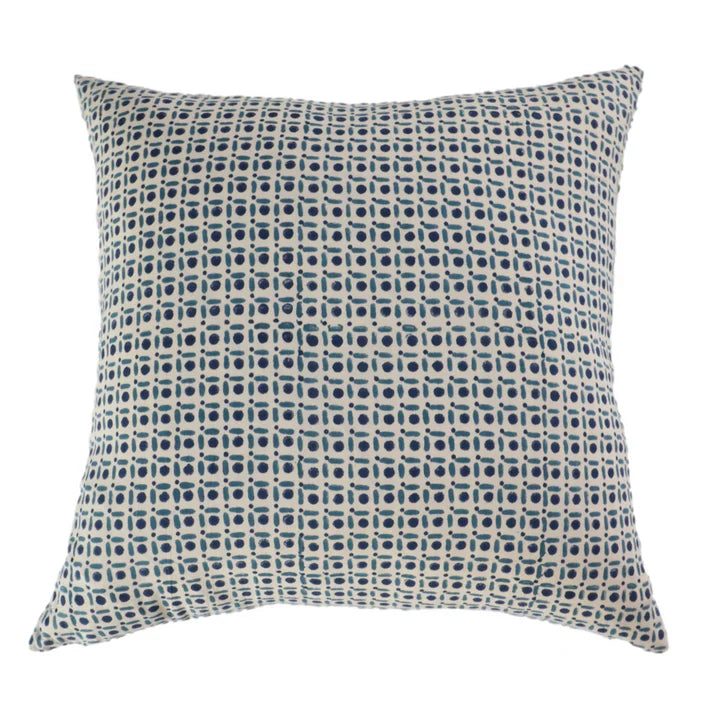 Rae Navy Hand-Block Printed Pillow Cover – Artisan Linen Accent