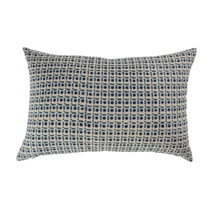 Rae Navy Hand-Block Printed Pillow Cover – Artisan Linen Accent