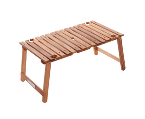 Picnic Perfection: Beach Folding Table, White Background - Teak Wood Delight