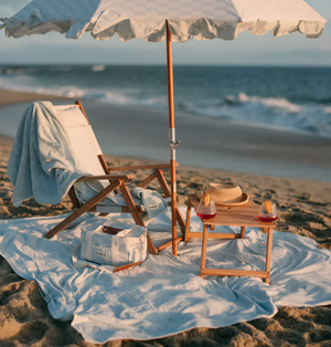 Picnic Perfection: Beach Folding Table, White Background - Teak Wood Delight in Beach