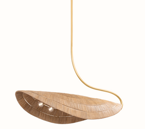 Medea Chandelier | Handwoven Rattan Pendant with Vintage Gold Leaf Accents