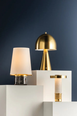 Sefton Portable Outdoor Table Lamp | Elegant Alabaster &amp; Brass Accent Lighting