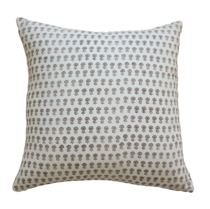 Willa Tan Hand-Blocked Pillow Cover – Timeless Elegance