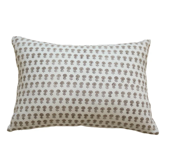 Willa Tan Hand-Blocked Pillow Cover – Timeless Elegance