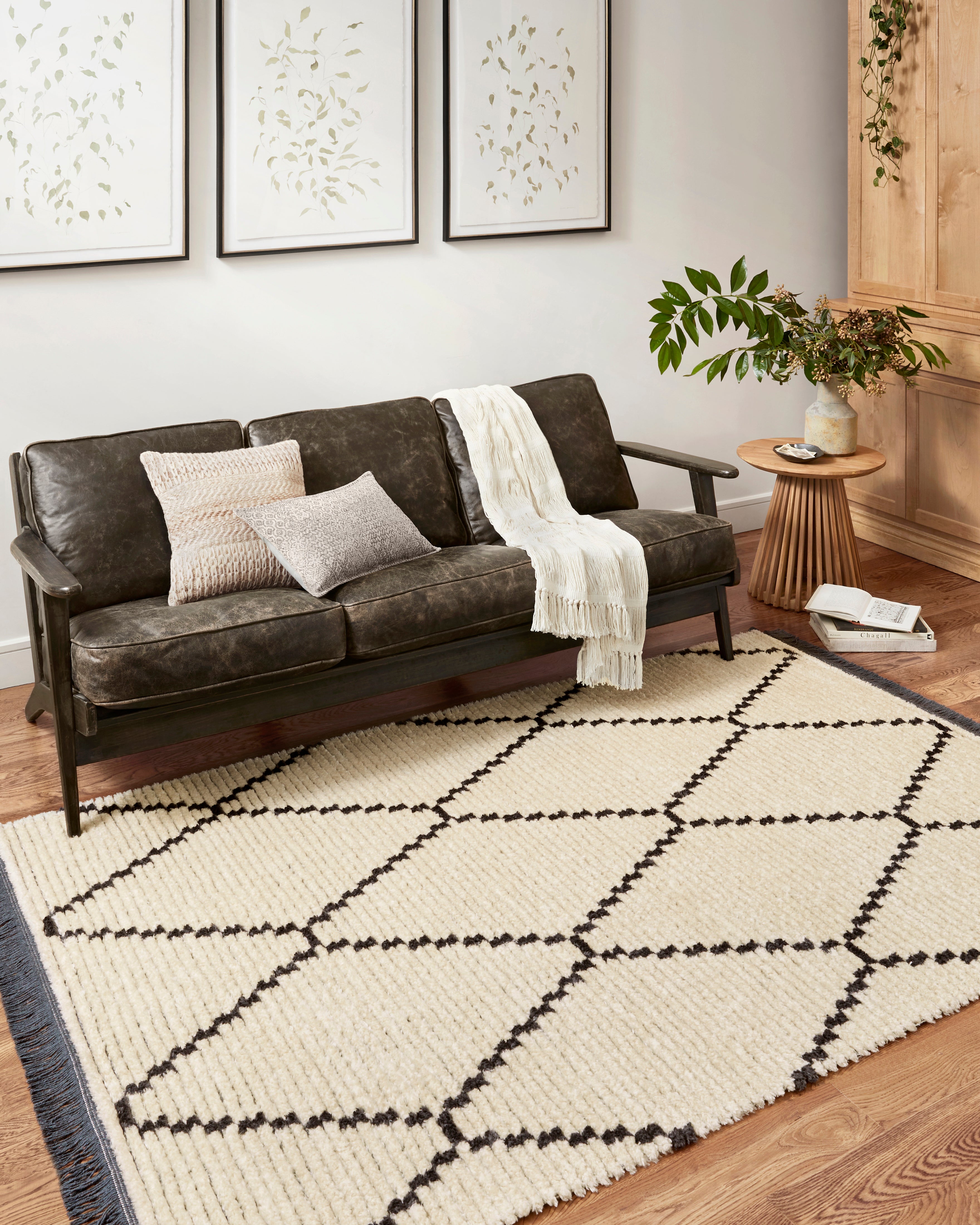 Alice IV Rug, Yellow and Black Combination, Original Image with Sofa