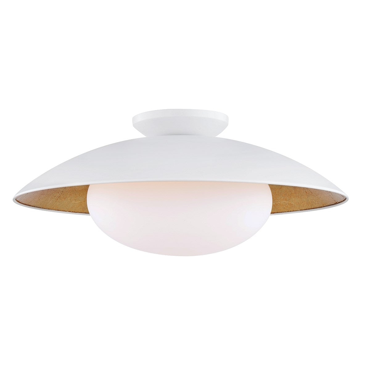 Cadence White Ceiling Light | Luxe Gold Leaf and Matte Contrast Ceiling Fixture