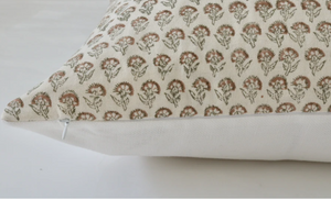 Elegant Bliss: Harriett Pillow Cover in Cream Linen with Hand-Printed Design