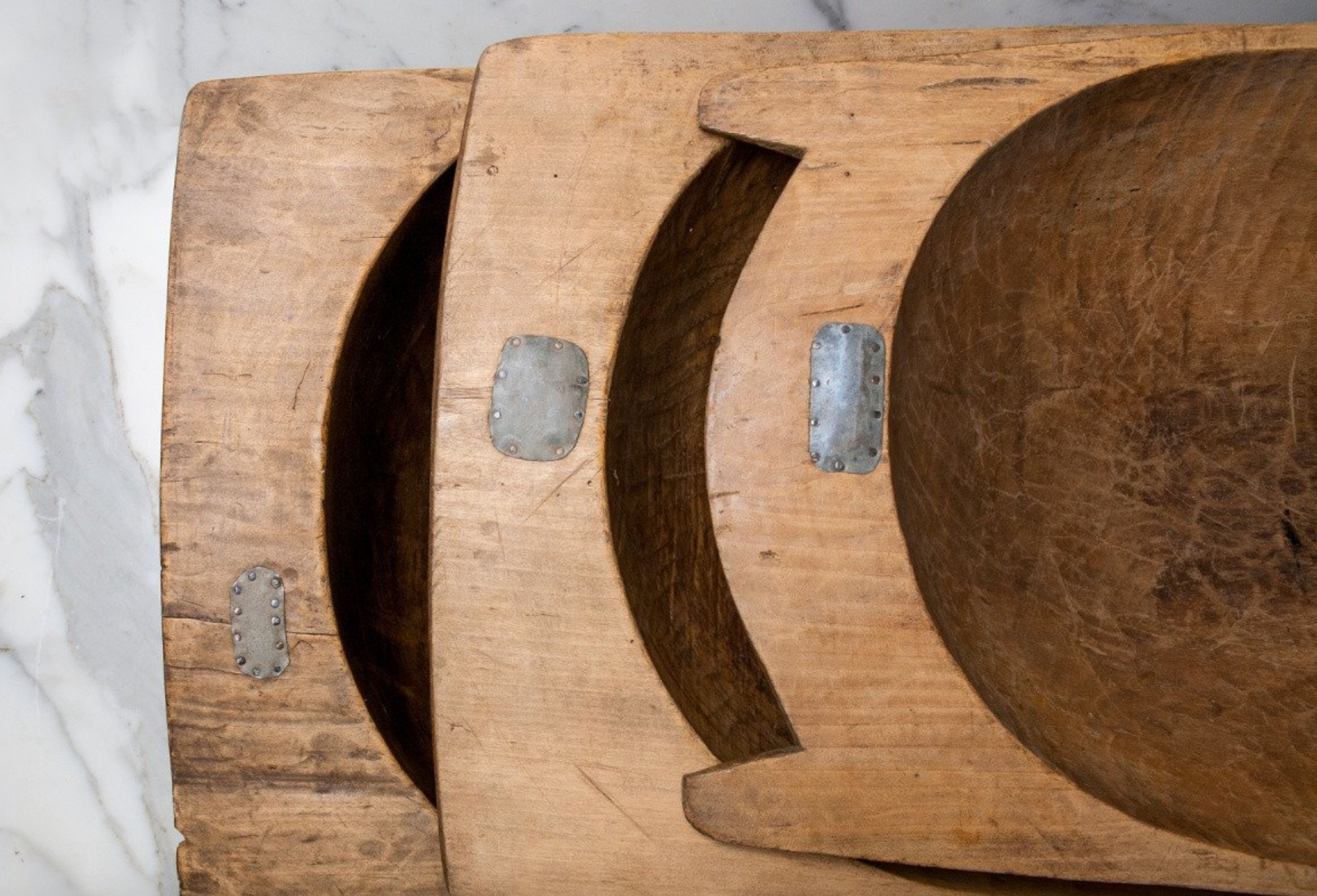 3 pcs Antique Oval Dough Bowl