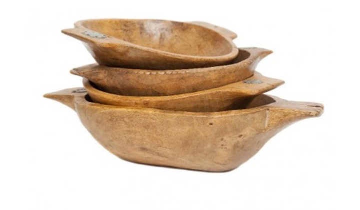 4 pcs Antique Oval Dough Bowl