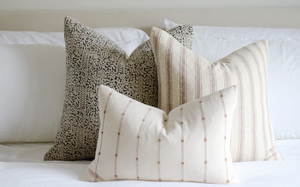 Woven Elegance: Ellis Stripe Pillow Cover - Cream & Tan Beauty