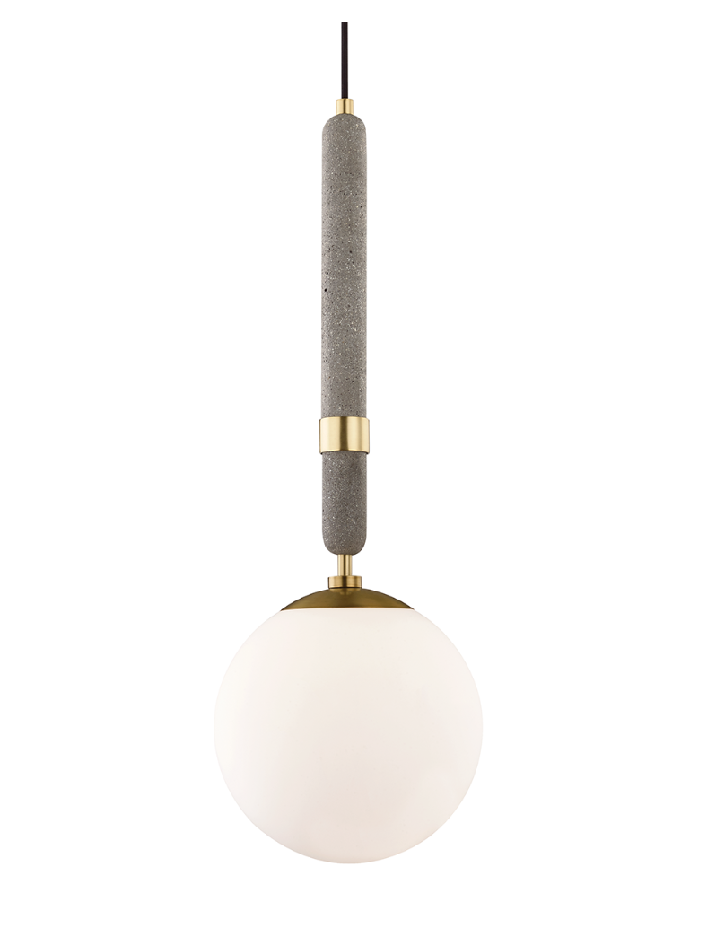 Brielle Pendant | Sculptural Ceiling Light with Concrete &amp; Aged Brass Accents