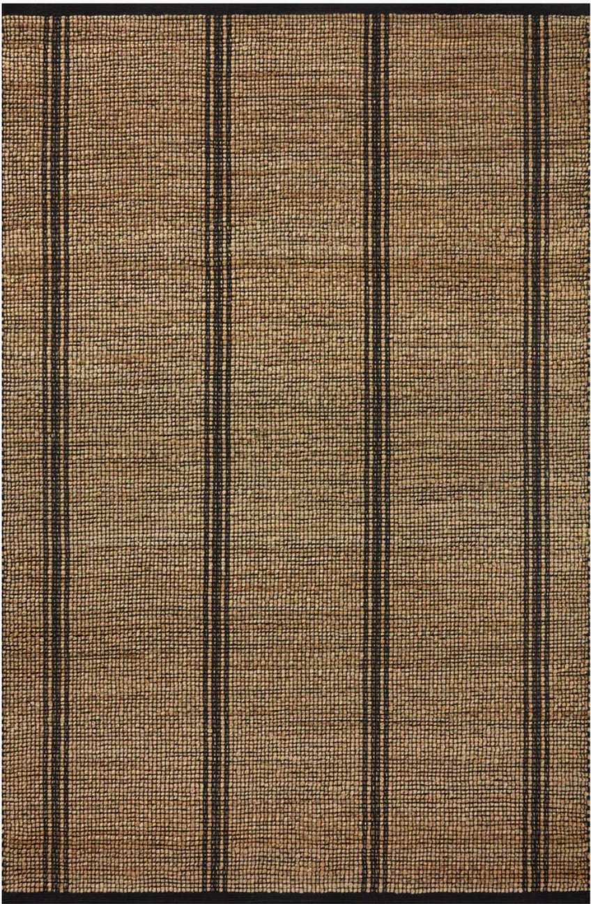 Gently Textured Neutrals: Colton Natural/Black Rug Made in India at $239.00